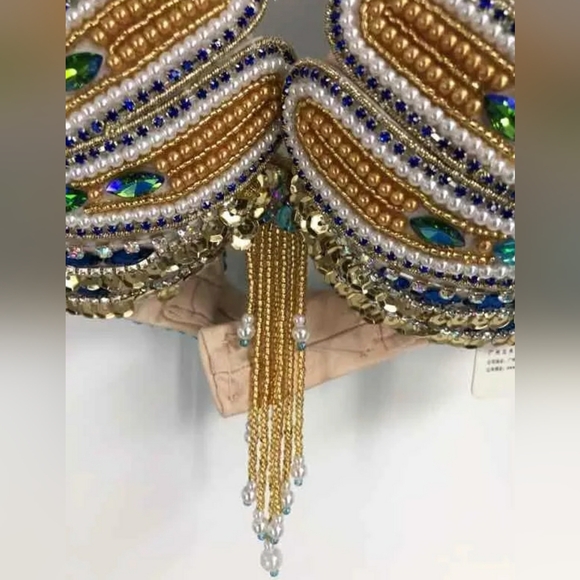 NEW Royal Smeela Festival Multicolor Carnival Top Belly Dance Bra Swimsuit Small - Picture 3 of 6